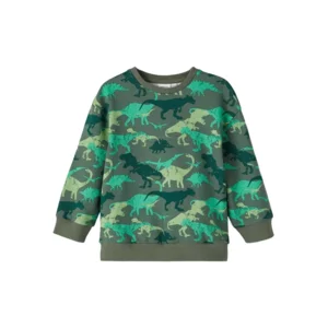 Name it Jongens Kinderkleding Groene Sweater Dino's Telle Duck Green