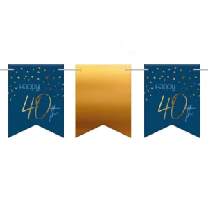 Vlaggenlijn - 40 jaar - Luxe - Blauw, goud - 6m