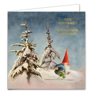 Kaarten - Kerst - Rien Poortvliet - Vogels & skieën tussen bomen - 10st.