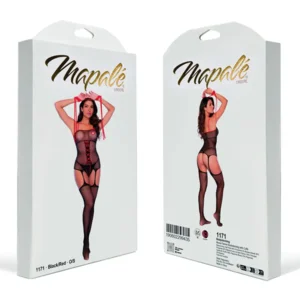Mapalé Zwarte Verpleegster Visnet Bodystocking Met Boeien