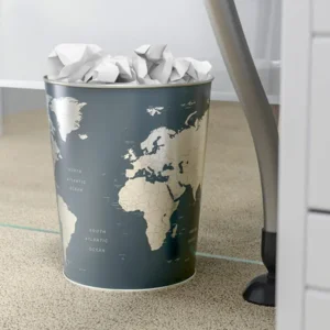 Vuilbak Papierbak Globe Wereldkaart Tin