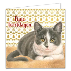 Kaarten - Kerst - Franciens katten -  Kittens met goudpatroon - 10st.