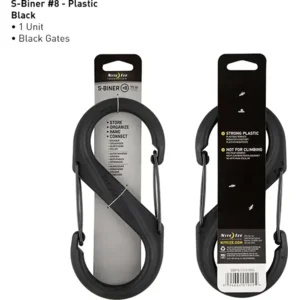 Nite Ize S-Biner Size #8 Plastic Zwart Zwart poorten Karabijnhaak SBP8-03-01BG