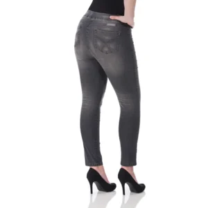 KJ Brand Dames Jeansbroek: Jenny, Grijze Jeans, Small, elastiek ( BRA.234 )