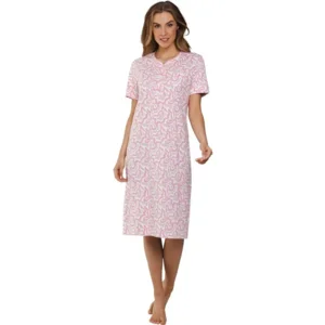 Pastunette Dames nachthemd: Pink, Korte mouw, 115cm, tot maat 58 ( PAS.103 )