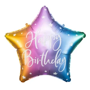 Folieballon - Happy birthday - Ster - Regenboog - 40cm - Zonder vulling