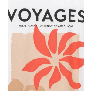 Esqualo T-shirt: Off White / Chili Red, Korte mouw, Voyages ( ESQ.319 )