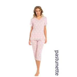 Pastunette Pyjama Dames: Korte mouw, drie kwart broek Tencel