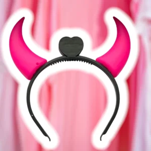 Lichtgevende roze duivels hoorns Halloween volwassenen- Batterijen inbegrepen - Knipperend effect