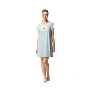 Egatex Dames Nachthemd: Blauw, Korte mouw (EGA.487 )