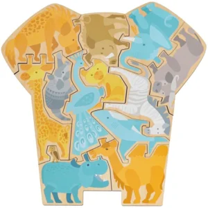 Puzzel - 2 in 1 - Olifant - Hout - 12dlg - 3+