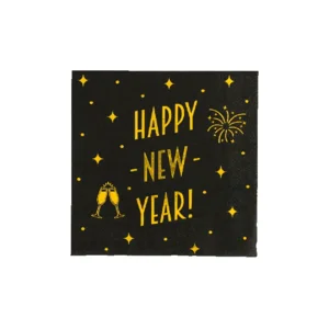Servetten - Happy New Year - Goud, zwart - 33x33cm - 16st.