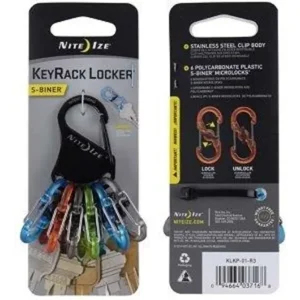 Nite Ize KeyRack Locker Zwart met Plastic kleuren Microlock S-Biners KLKP-01-R3