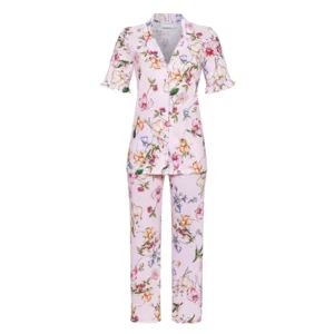 Ringella Dames pyjama; doorknoop, korte mouw / capri broek ( RIN.358 )