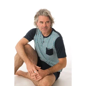 Perlina Heren Pyjama: Aiden, Blauw, korte mouw / short ( LINA.126 )