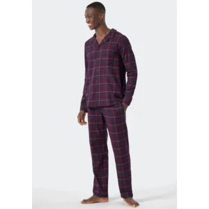 Schiesser Pyjama Story flanellen pyjama in bordeaux