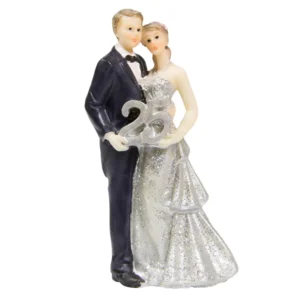 Trouwbeeldjes - Caketopper - Beeldje - 25 zilver - 10cm.