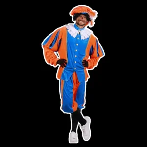 Piet - Kostuum - Blauw, oranje - Populair - Polyesterfluweel - S
