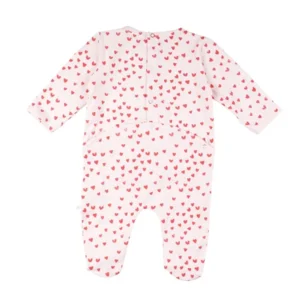 Roze pyjama met hartjesmotief bla bla bla 50/0m
