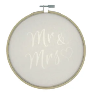 Wanddecoratie - Borduurring - Mr & Mrs - 14cm