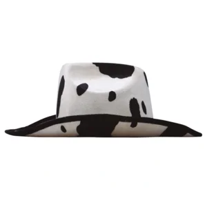 Hoed - Cowboy - Wit met koeienprint