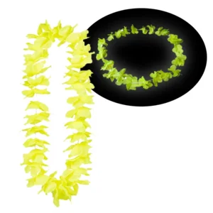 Neon gele Hawaii kransen 12 stuks - Neon Hawaii halskettingen