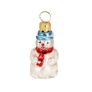 Kersthanger 'sneeuwpop met rode sjaal en blauwe muts'