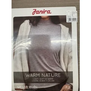 Janira Dames Thermisch onderhemd: Warm Nature, Rolkraag, tencel & wol, ZWART ( JAN.288 )