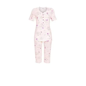 Ringella Pyjama dames: pastel roze, korte mouw + 3/4 broek ( Rin.560 )