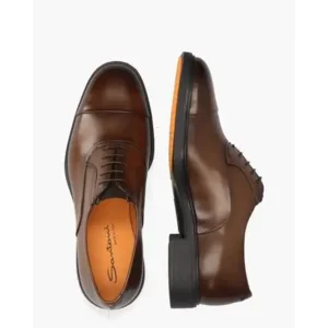 Santoni 18957 Donkerbruin Heren Veterschoenen