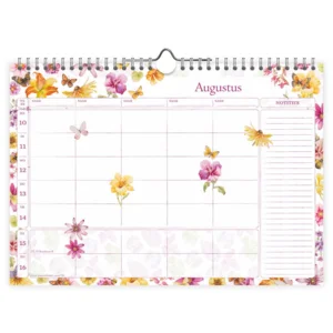 Familie weeknotitiekalender - 2026 - Oblong - Janneke Brinkman -Zomerbloemen - 29.7x21cm