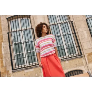 Signe Nature zomer pull: Gestreept, Koraal ( Signe.1380 )