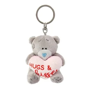 Sleutelhanger - Beer - Met pluche hart - Huge & kisses - 8cm