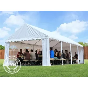 Partytent - Feesttent - Paviljoentent - 3x6m - PVC / blauw wit / 100% waterdicht, UV-bestendig & Grondframe / Inclusief zijwanden