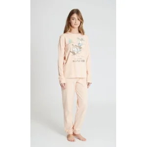 Happy People Dames pyjama: Interlock ( ORANJE KLEUR ), geprinte broek ( HAP.92 )