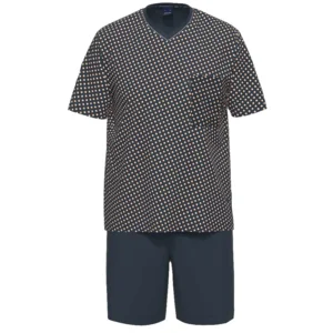 Ammann heren pyjama: Blauw Geprint, tot 6XL ( amm.620 )