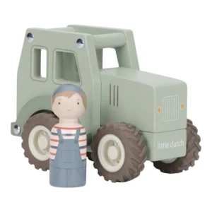 Tractor - Hout - 11x13x8cm - Met poppetje - 18m+