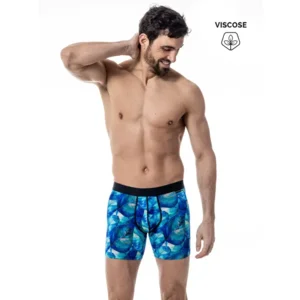 Loic et Henry Graphic Plume herenshort in aqua printje