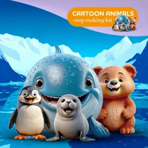Zeep pakket Cartoon diertjes 1KG zeepbasis + 3X10 ml kleurstof + 1X10 ml geurolie + 1 vorm