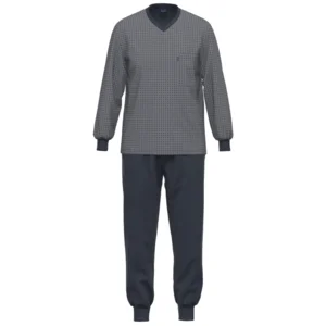 Ammann Heren Pyjama: Blauw, V hals, Tot 4XL ( AMM.480 )
