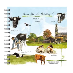 Familie notitieagenda - 2024 - Rien Poortvliet - Lang leve de boerderij - Koeien in de wei - 19,5x19,5cm