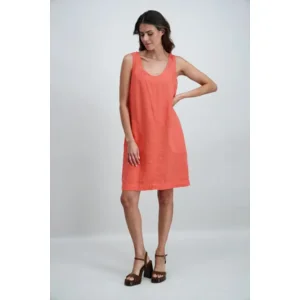 Signe Nature Dames kleed: Linnen, Koraal ( Signe.1376 )