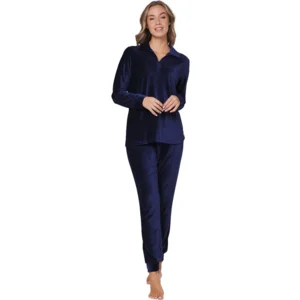 Pastunette Dames Homewear / Pyjama: Donker blauw, platte kol ( PAS.137 )