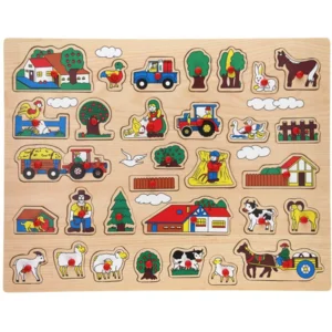 Johntoy - Grote houten noppenpuzzel Boererij- 32-delige puzzel
