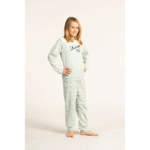 Bestuurbaar Koning Lear Slechthorend Eskimo Pyjama's meisjes: Goodnight, Velours pyjama groen gestreept 176/16J  - Kinderpyjama's - Shopa