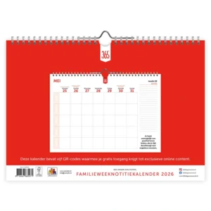 Familie week notitiekalender - 2026 - Oblong - 365 dagen - 29.7x21cm