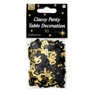 Tafeldecoratie - 70 jaar - Confetti - Goud / zwart