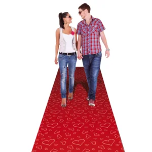 Loper - Rood met wit - Hartjes - 450x60cm