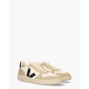 Veja V-10 Chromefree Leather Wit/Zwart/Bruin Herensneakers