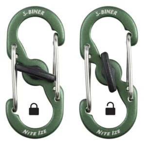 Nite Ize Microlock S-Biner Aluminium - Karabijnhaak 2 Pack - Olive LSBMA-08-2R6